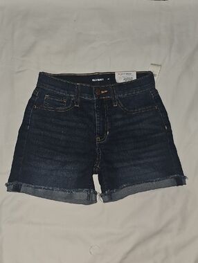 Old Navy Girls Size 12 Adjustable Waist Cuffed Denim Jean Shorts New